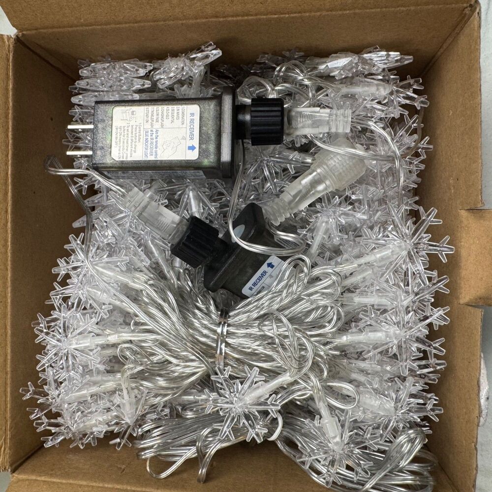 Brightown Led SnowFlake String Lights 2 Sets Indoor ,Outdoor With Remote NEW